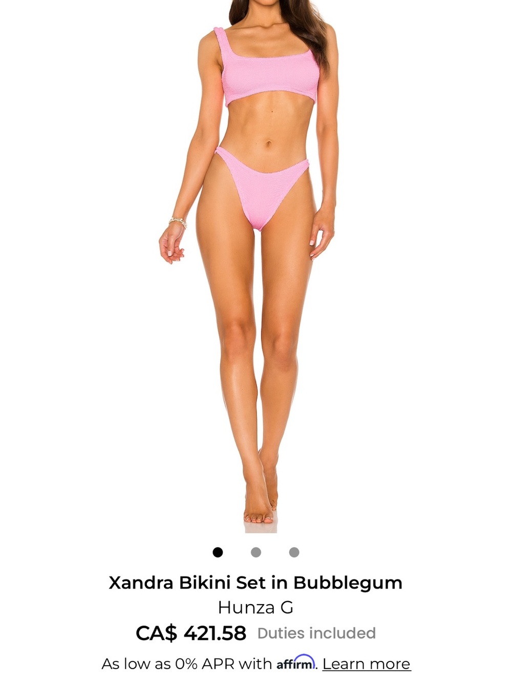 Hunza G Pink Textured Scoop Bikini Set